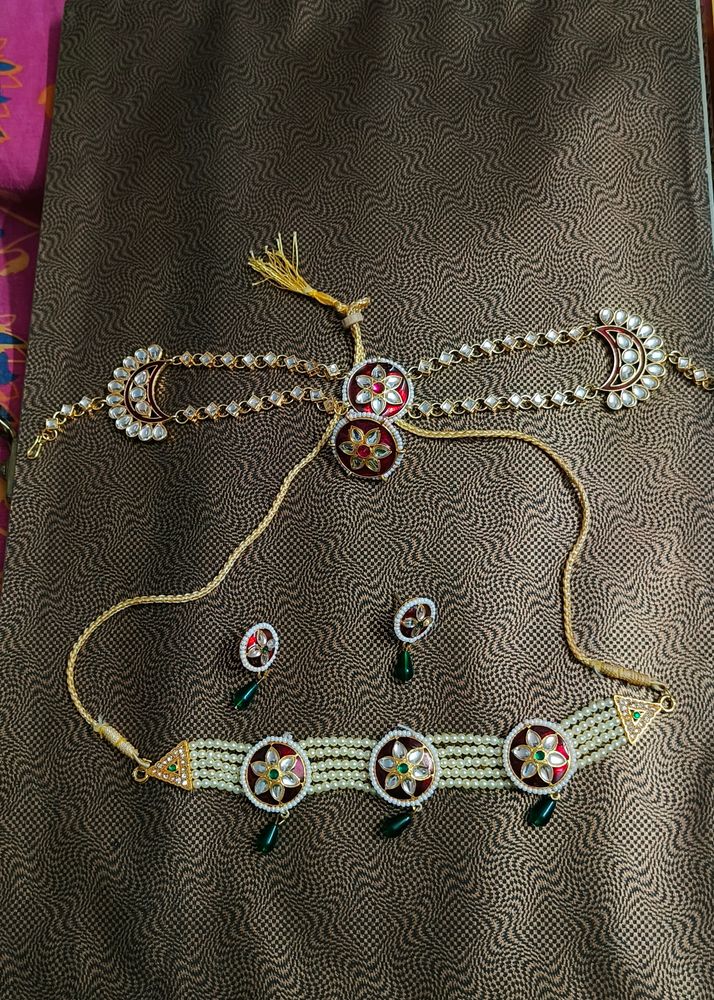 Haar (Chokar) ,Earring (Jhumki) Matha Patti