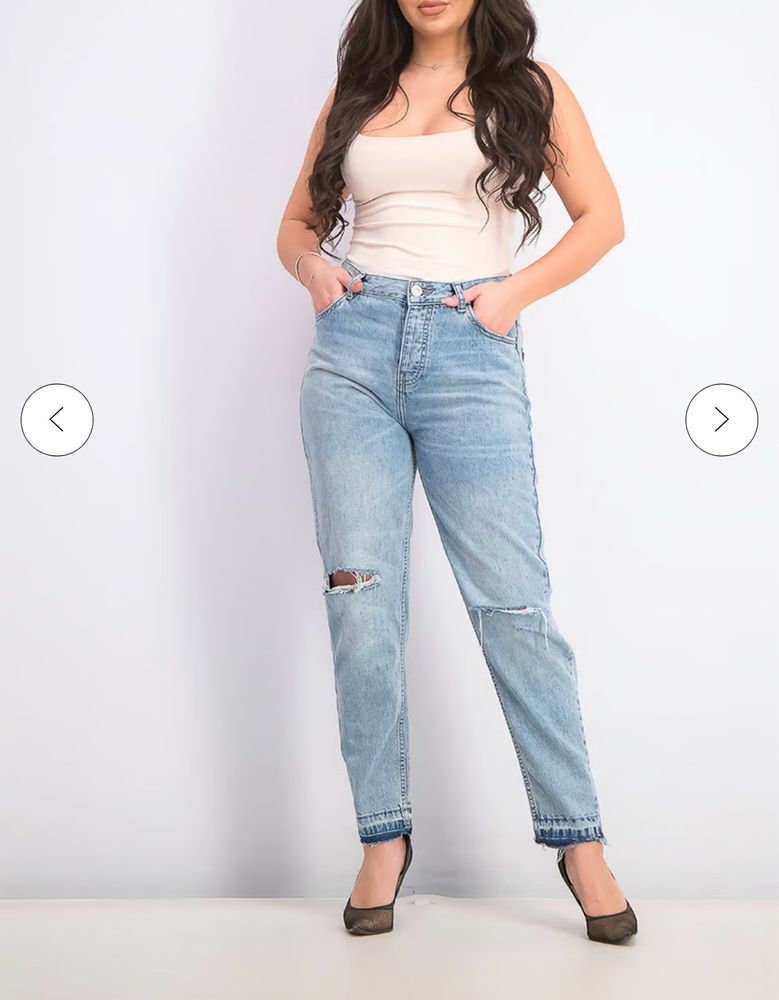 Mango Blue Washed Mom Jeans