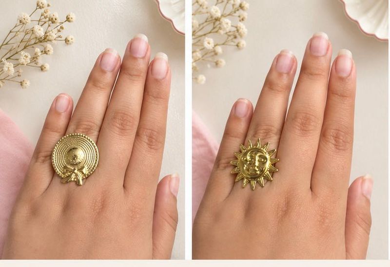 Boho Sun &amp; Hat Rings Set
