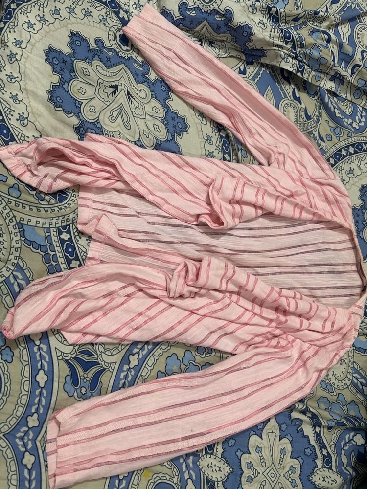 Pink Striped Casual Top