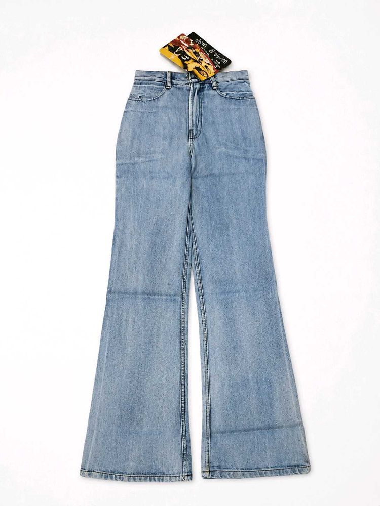 Y2K Light Wash Flare Jeans with Dhoom 2 Back Poc