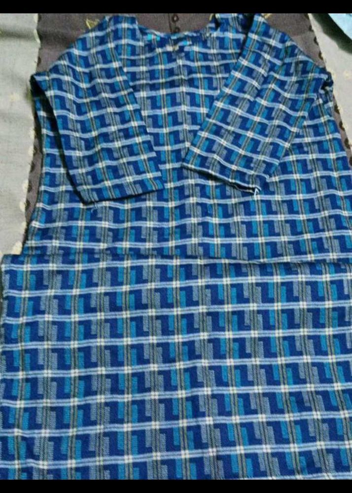 Blue Checkered Kurta