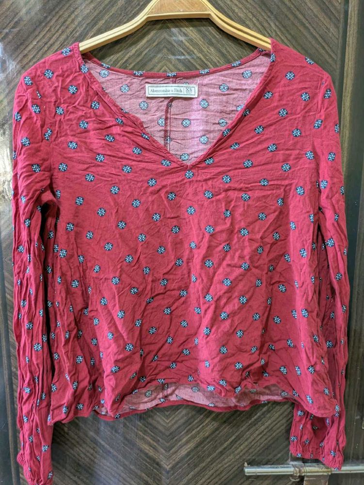 Abercrombie &amp; Fitch Red Floral Top