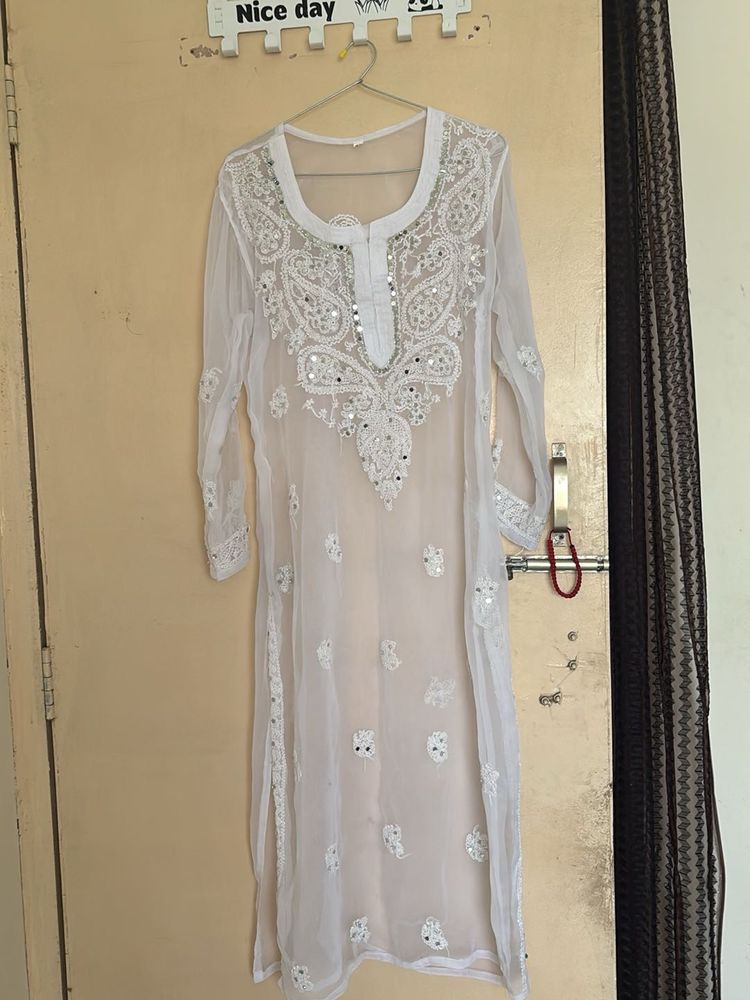 White Embroidered Kurti