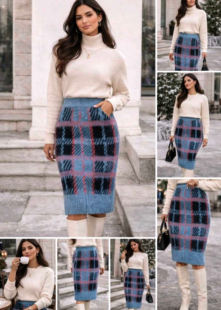 Winter Plaid Pencil Skirt
