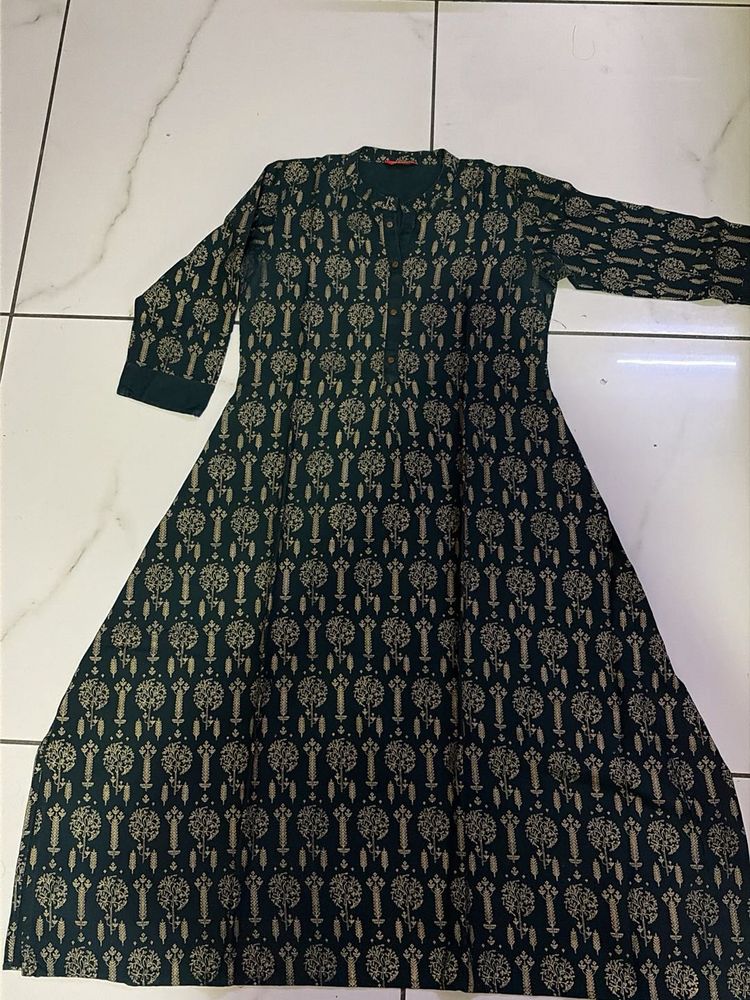 Elegant Dark Green Printed Kurta