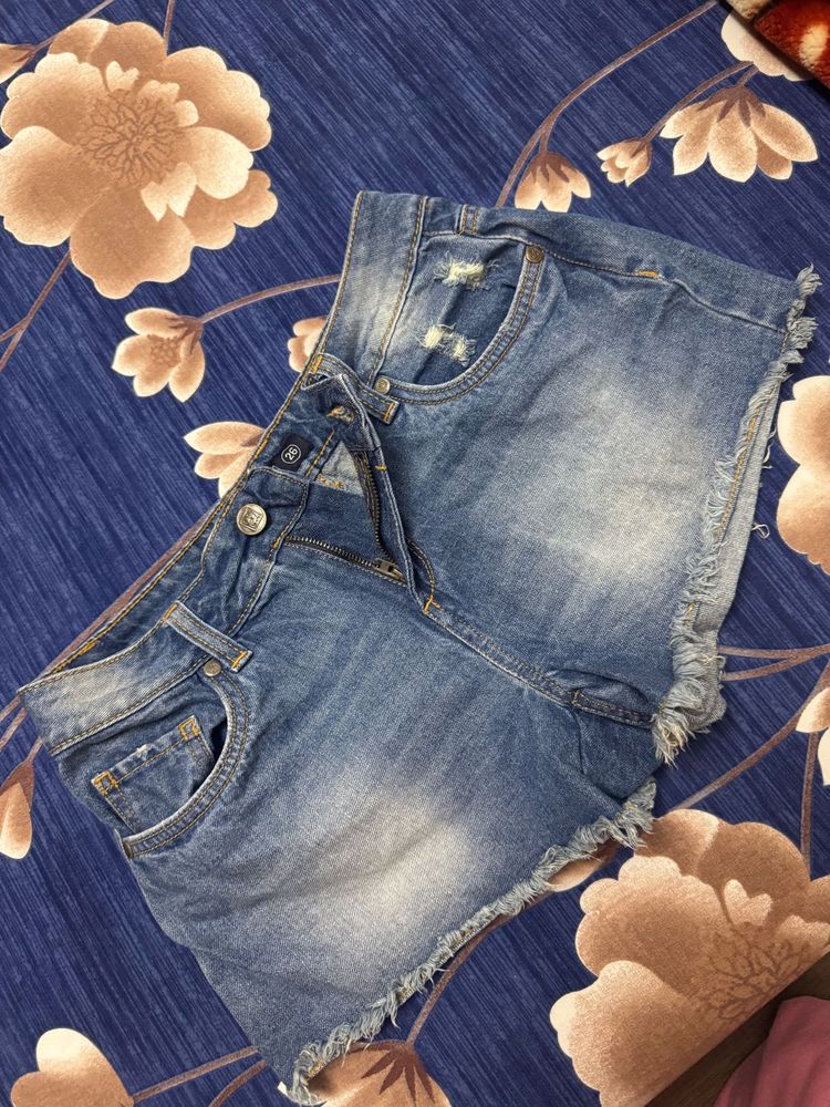 Denim Shorts Ripped Women Small