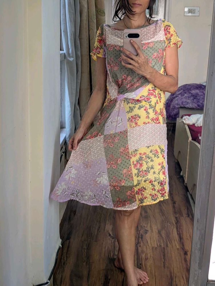 Boho Patchwork Floral Mini Dress