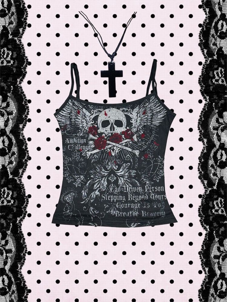 Gothic Skull &amp; Roses cami