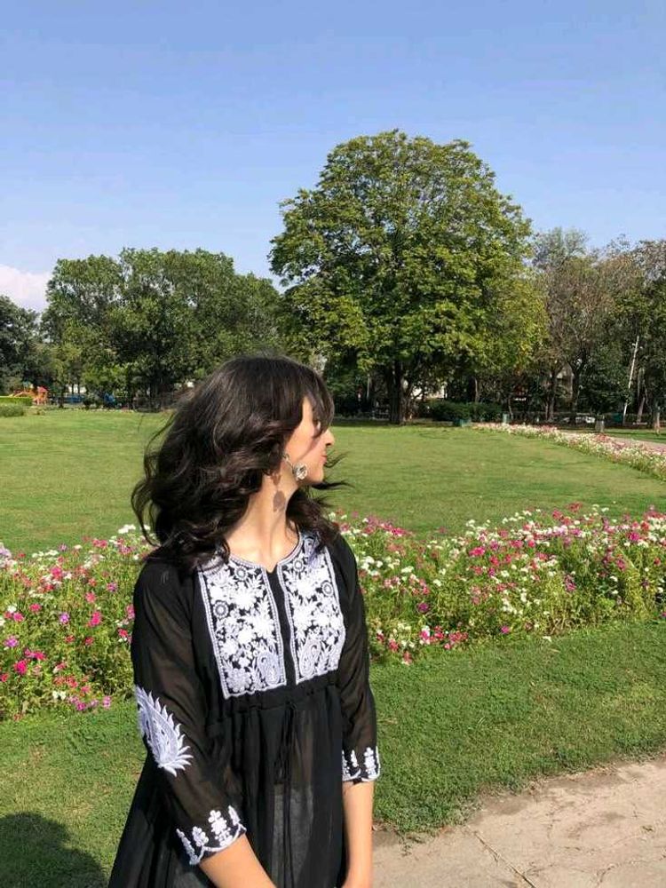 Black Chikankari Short Kurti