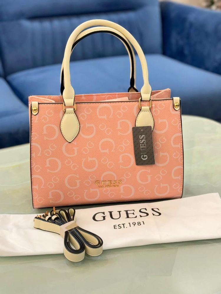 Guess Pink Monogram Tote Bag