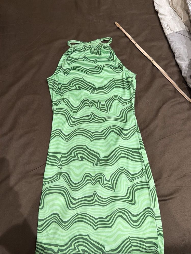 Green Swirl Print Bodycon Dress