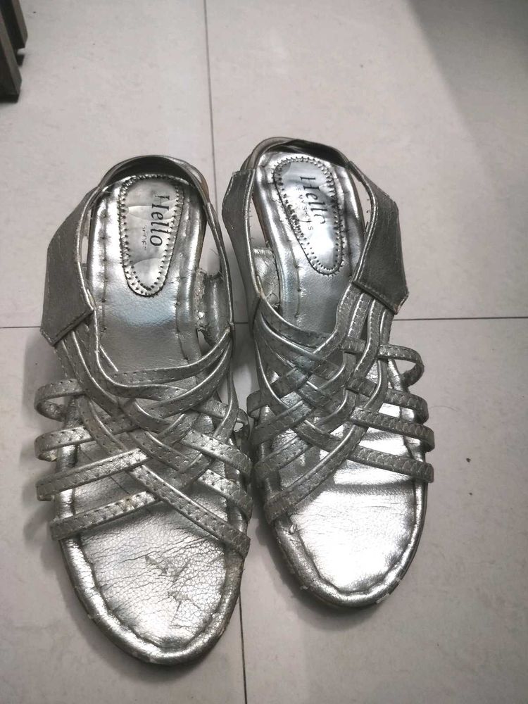 Silver Strappy Heels