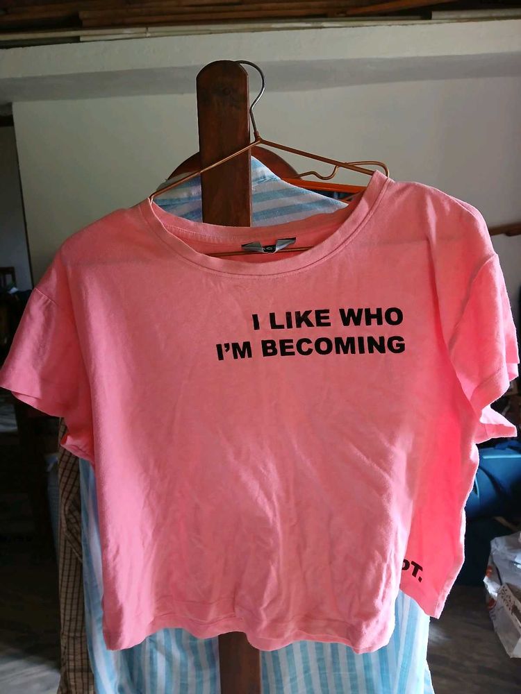 Pink Cropped T-Shirt