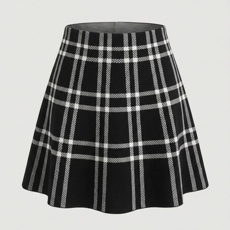 Black &amp; White A-Line Knit Skirt