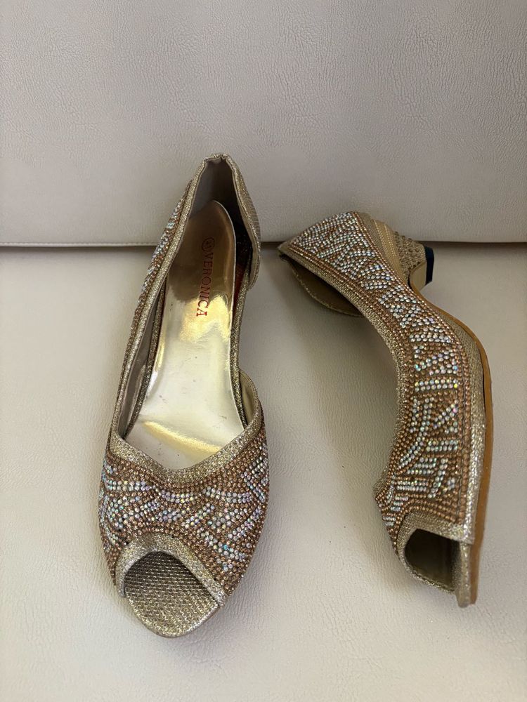 Embellished Peep-Toe Heels
