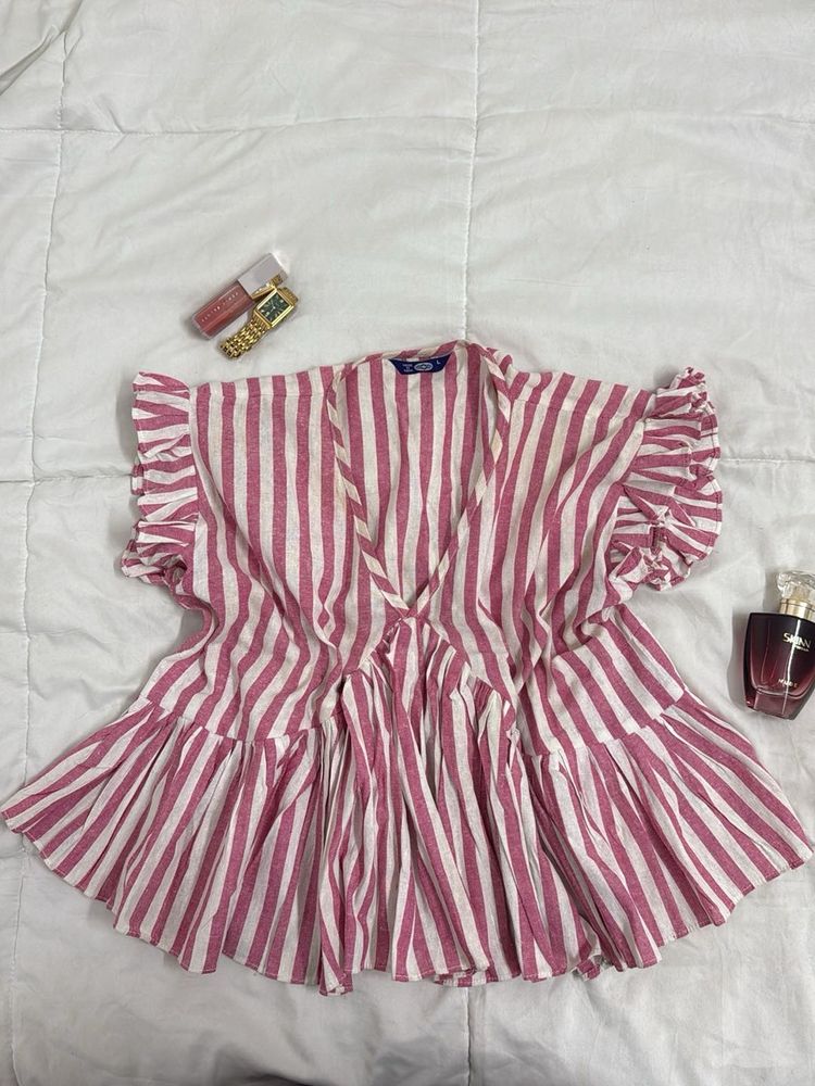 Pink and White Striped Top