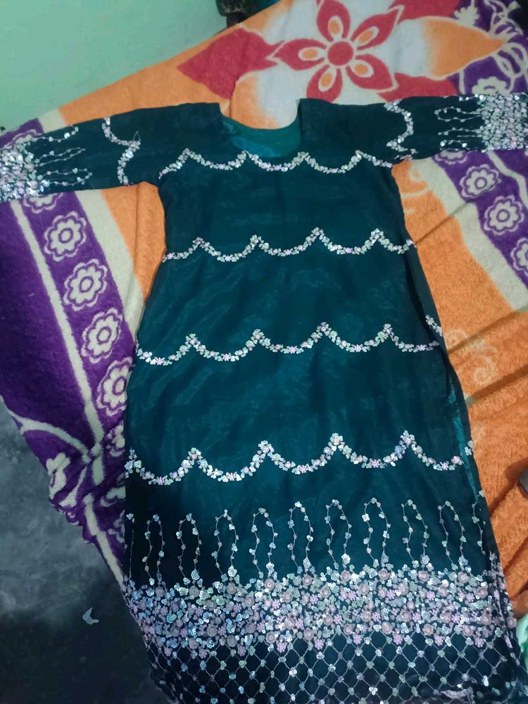 Elegant Teal Sequined Kurta