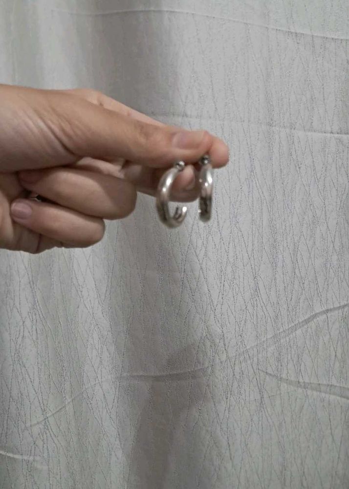 Silver Hoop Earrings combo of 2
