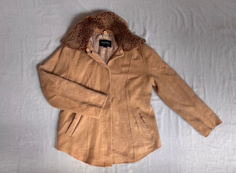 Women's Tan Faux Fur Collar Jacket