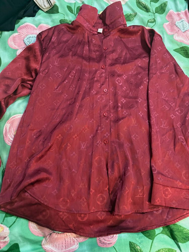 Stylish Red Monogram Shirt