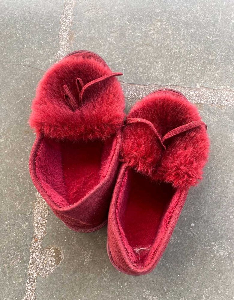 Cozy Red Faux Fur Slippers