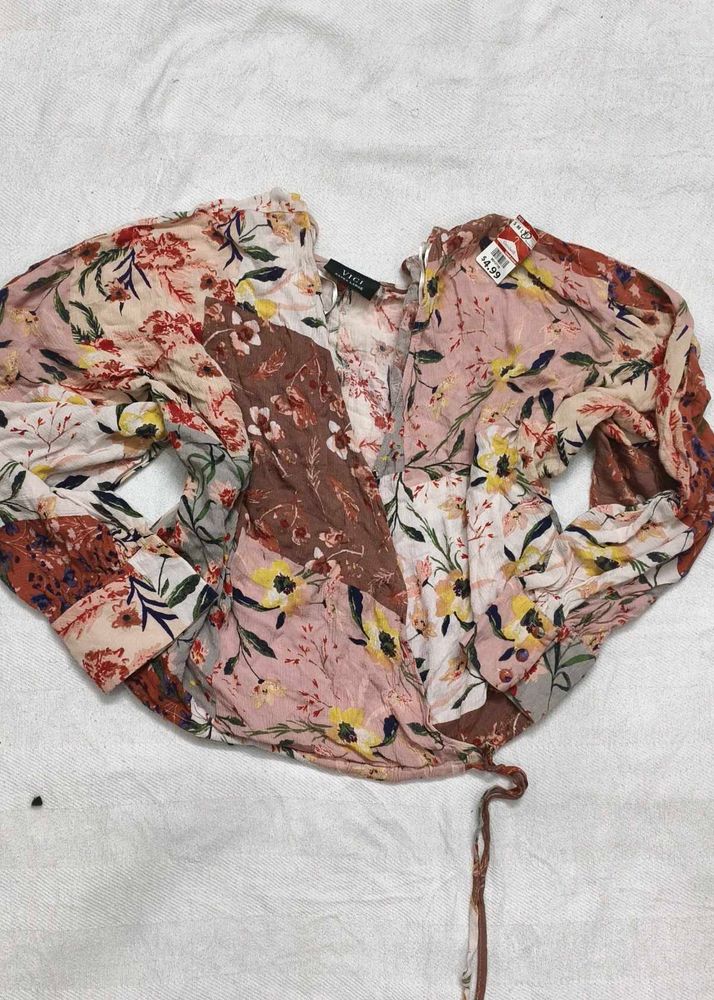 Floral Print Wrap Top