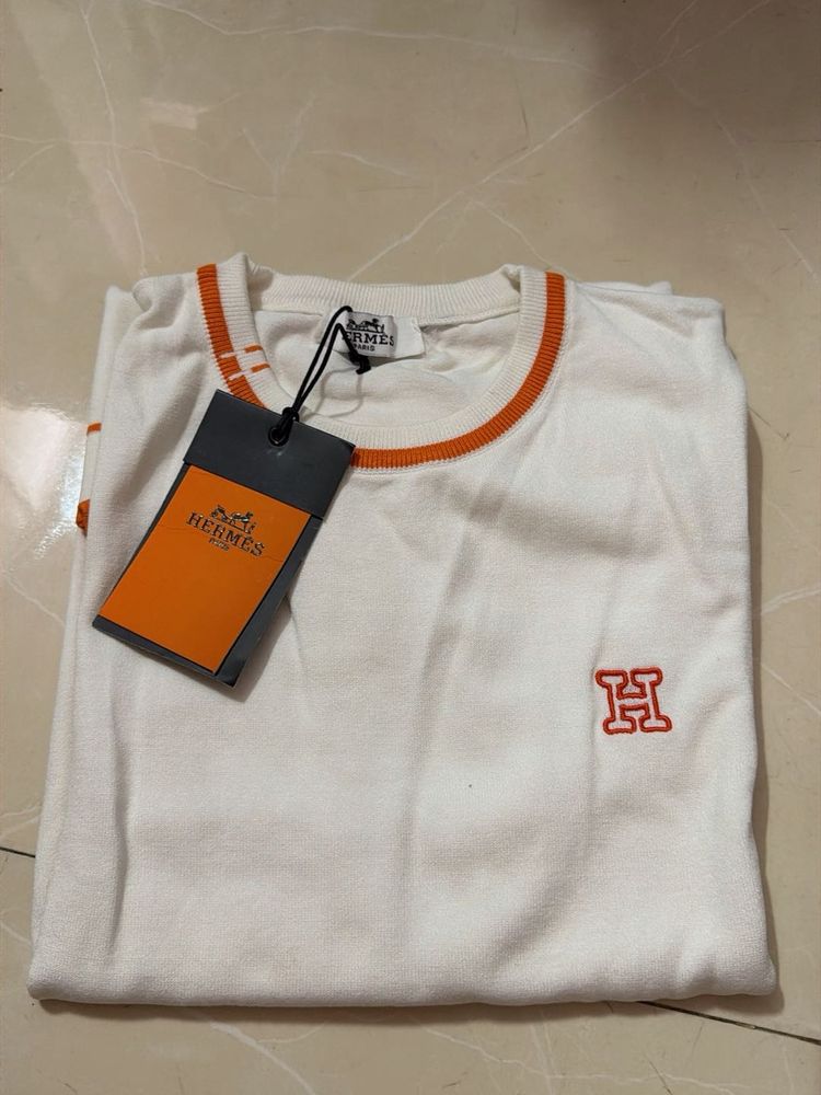 Hermes White Knitted T-Shirt