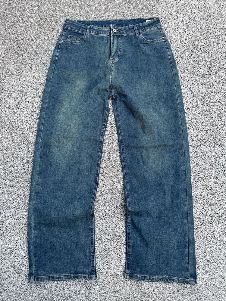 Blue Denim Wide Leg Jeans