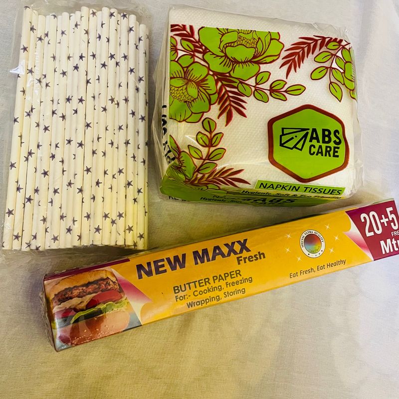 🎊All 3 IN One Deal 🎊Butter Paper, Tissue Paper, Paper Straw’s