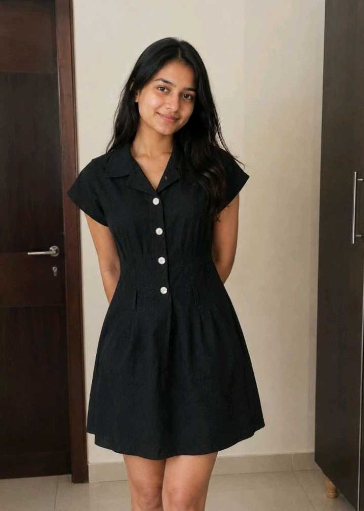 Chic Black Button-Up Mini Dress