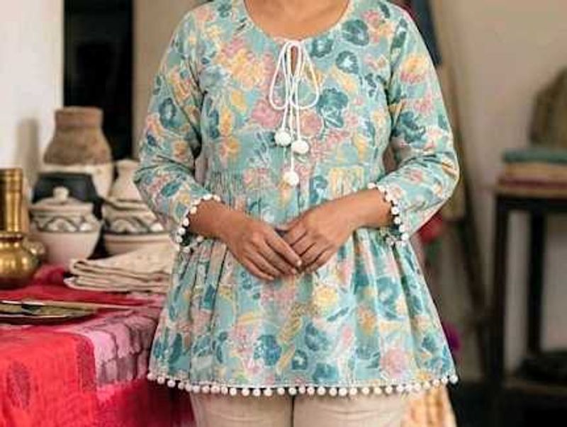Boho Floral Print Tunic Top