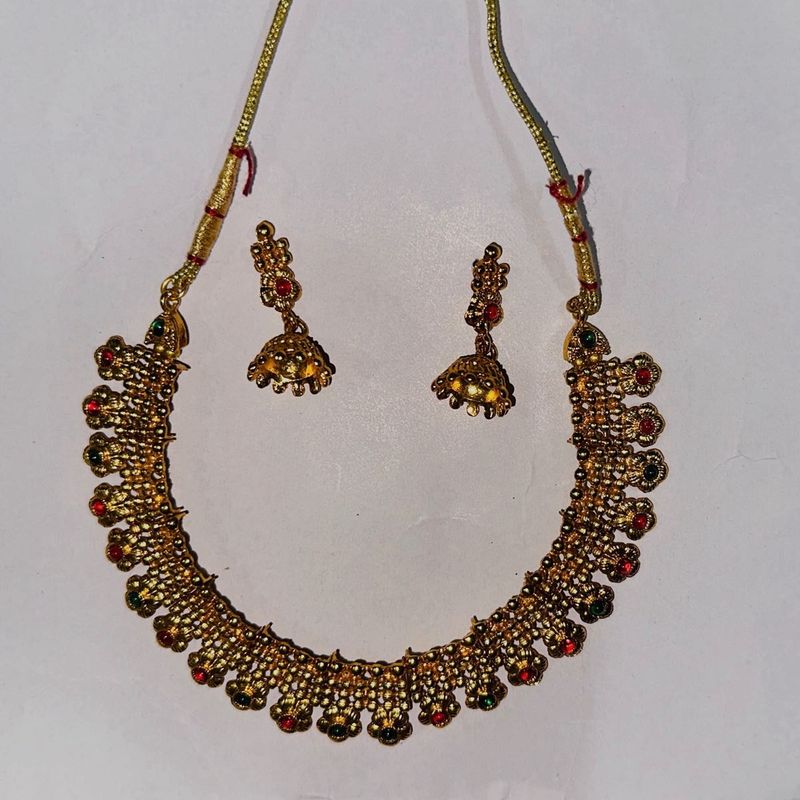Golden Jewellery Set South Indian Style
