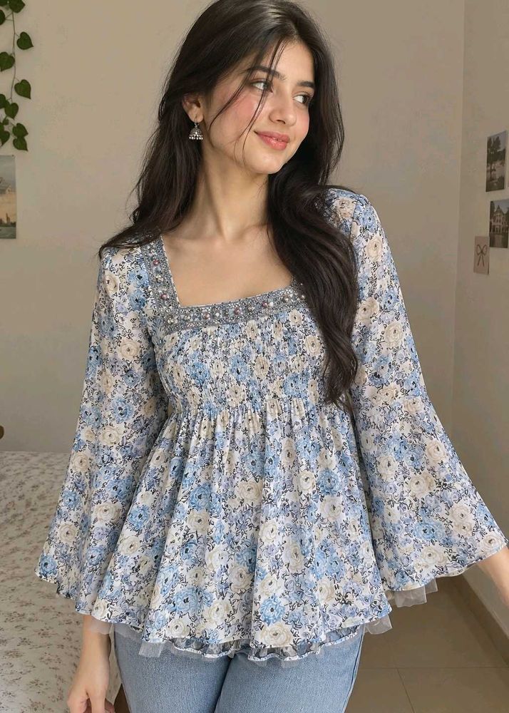 Beautiful Floral Printed Peplum Top