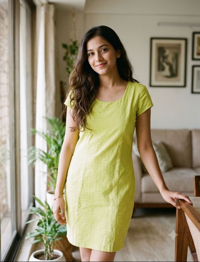 Chic Lime Green Textured Dress