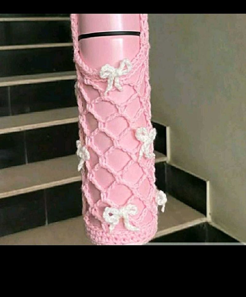 Handmade Pink Crochet Bottle Cover