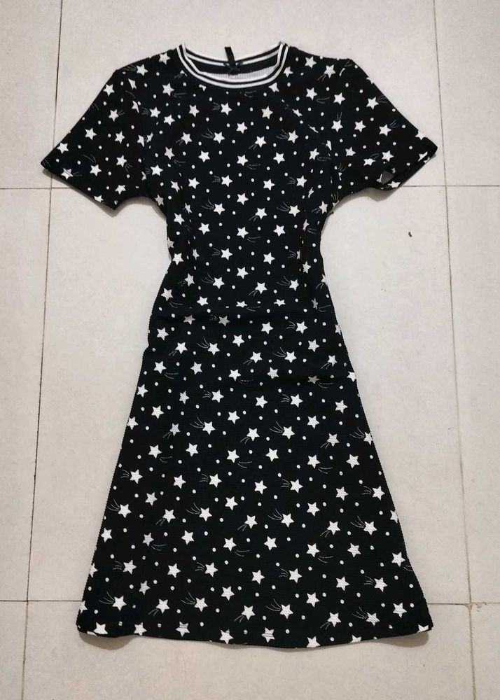 Cute Star Print Black Dress