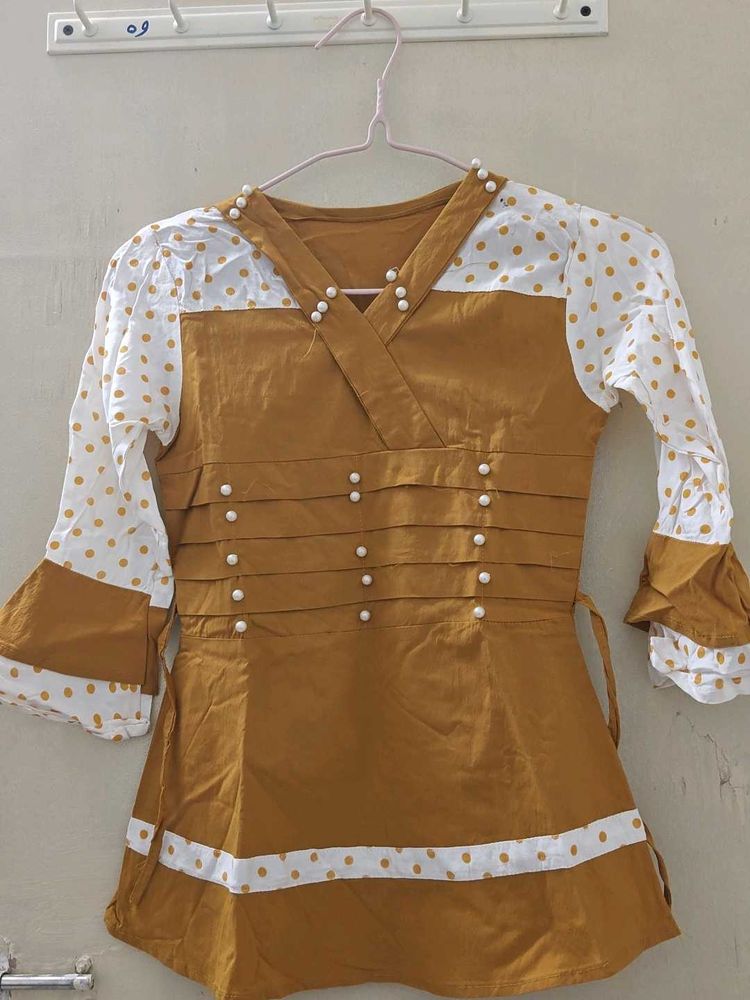Stylish Mustard Polka Dot Kurta