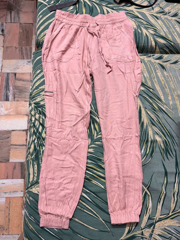 Pink Cargo Jogger Pants