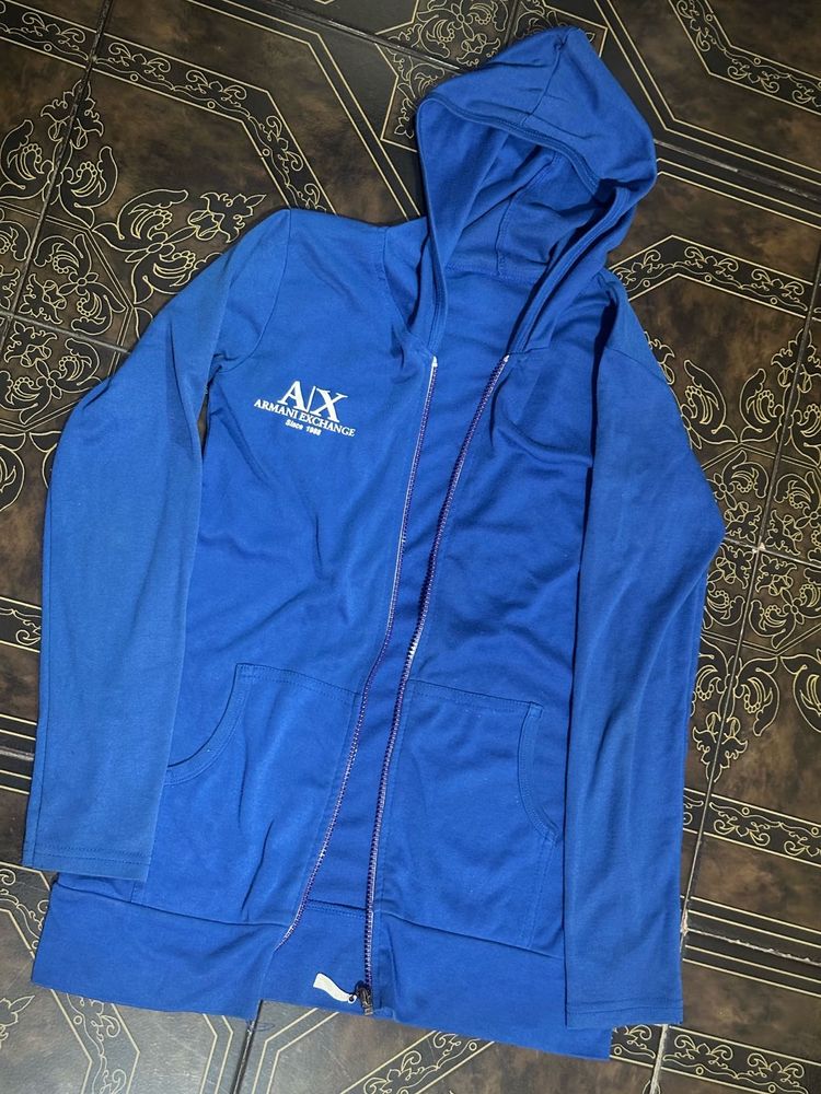 AX Armani Exchange Blue Zip-Up Hoodie