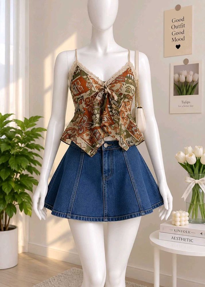 Denim A-line Mini Skirt