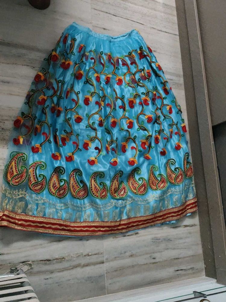 Beautiful Embroidered Sky Blue Skirt