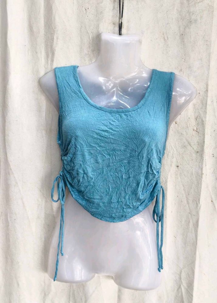 ruched sky blue top
