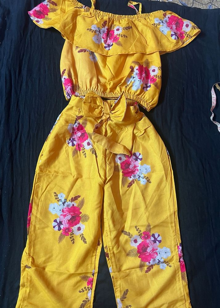 Floral Yellow Two-Piece Outfit