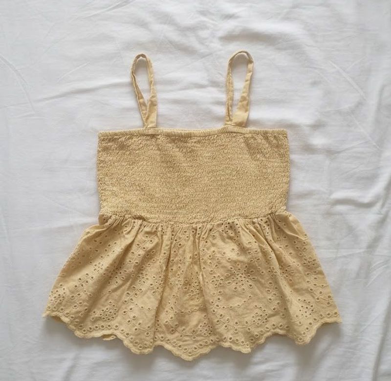 Smocked Eyelet Peplum Top