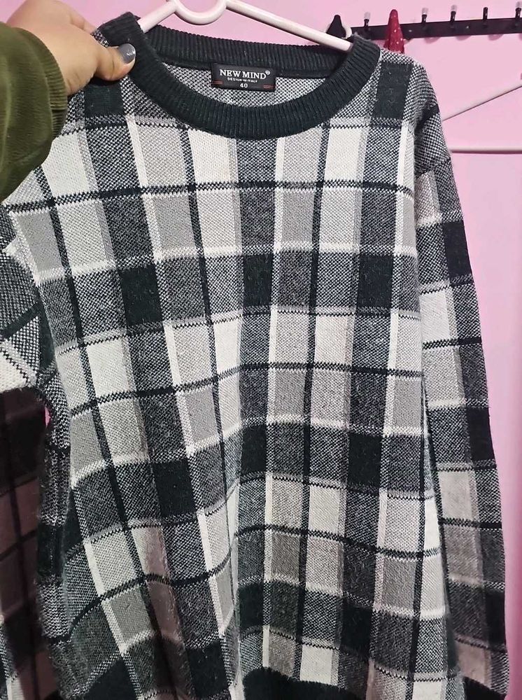Plaid Knit Italian Sweater