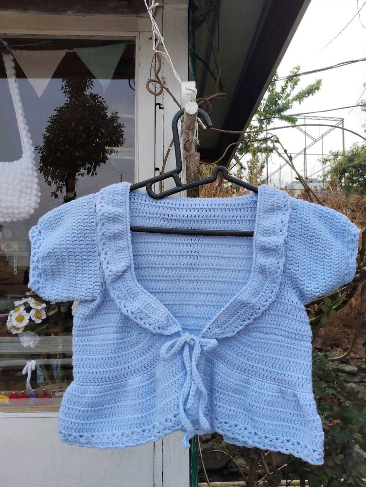Handmade Crocheted Blue tops