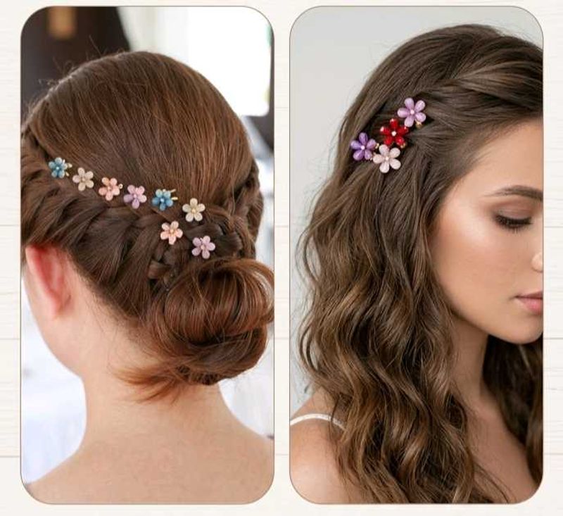 Cute Mini Flower Hair Claws - Set of 12