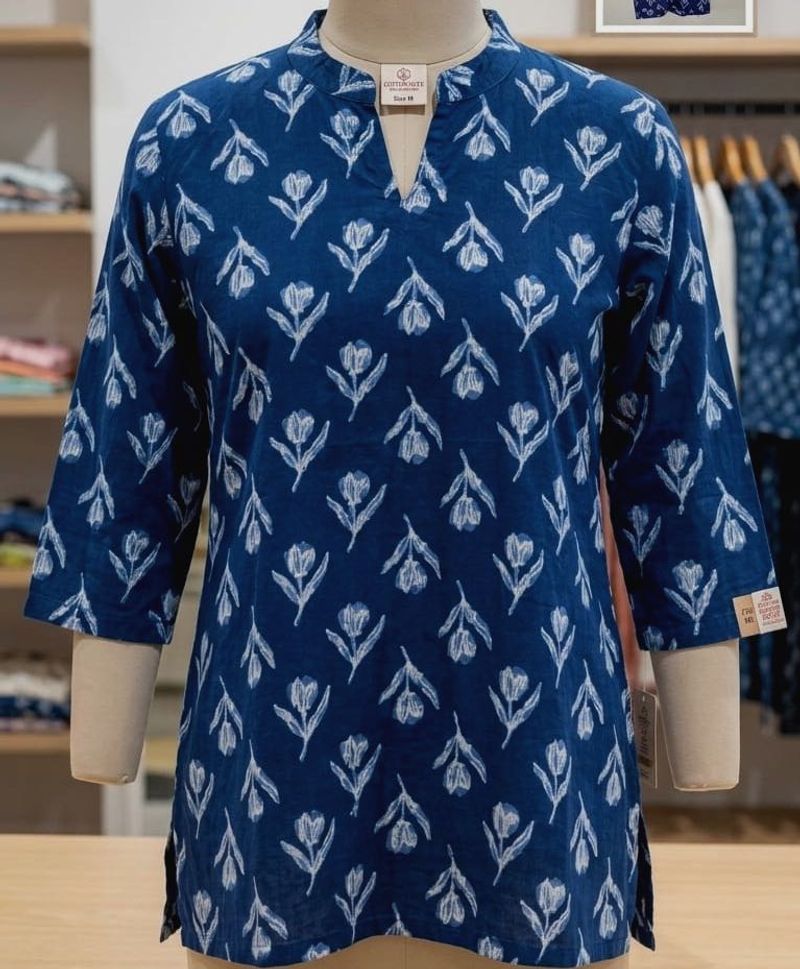 Indigo Blue Floral Print Kurta