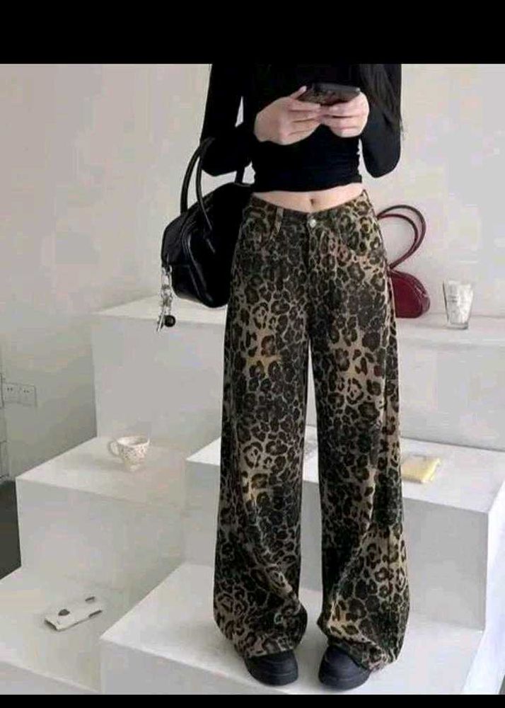 Leopard Print Wide Leg Pants